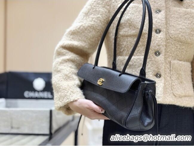 Good Taste Chanel Small Shopping Bag in Black Grained Calfskin AS6288 Spring Summer 2026 Top Quality