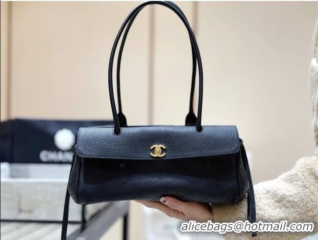 Good Taste Chanel Small Shopping Bag in Black Grained Calfskin AS6288 Spring Summer 2026 Top Quality