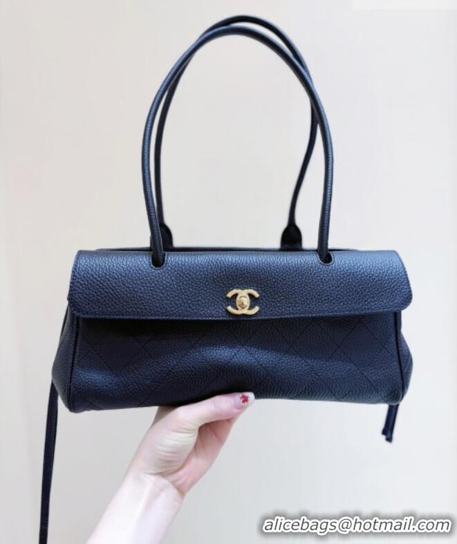 Good Taste Chanel Small Shopping Bag in Black Grained Calfskin AS6288 Spring Summer 2026 Top Quality