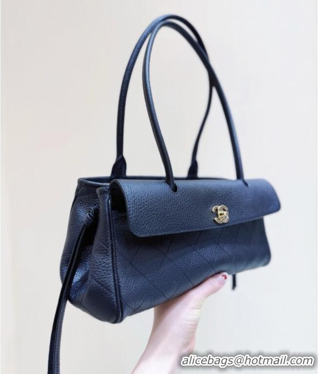 Good Taste Chanel Small Shopping Bag in Black Grained Calfskin AS6288 Spring Summer 2026 Top Quality