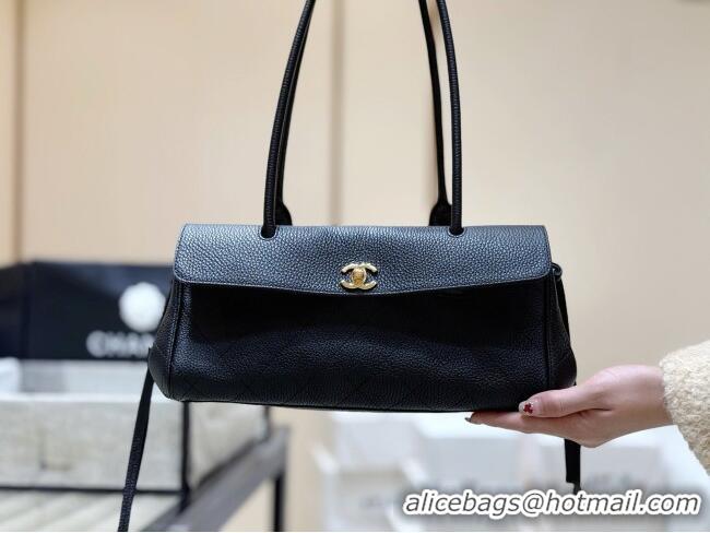 Good Taste Chanel Small Shopping Bag in Black Grained Calfskin AS6288 Spring Summer 2026 Top Quality