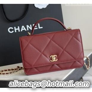 Famous Brand Chanel Wallet On Chain with Top Handle Grained Shiny Calfskin AP4931 Burgundy 2026