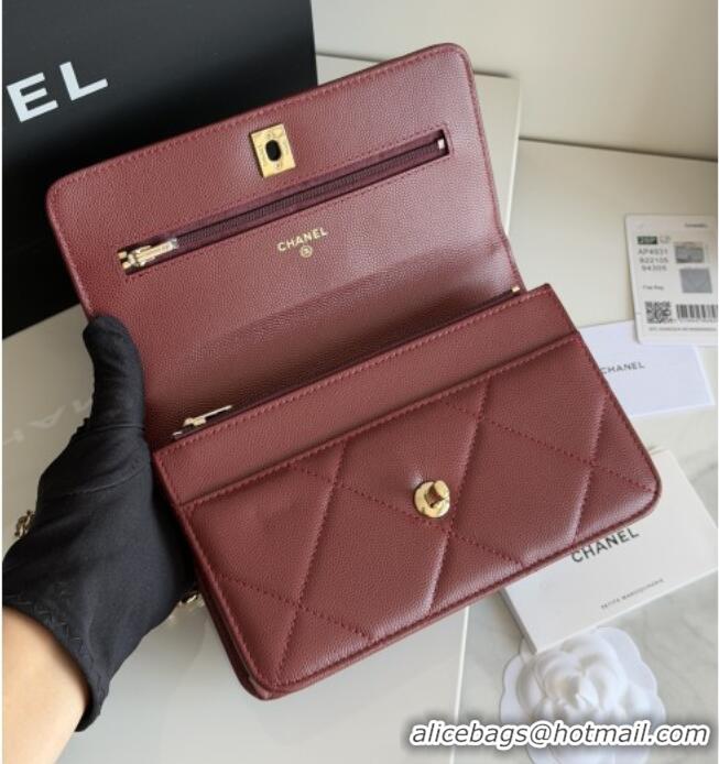 Famous Brand Chanel Wallet On Chain with Top Handle Grained Shiny Calfskin AP4931 Burgundy 2026