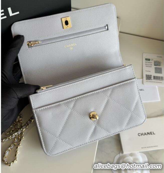 Top Grade Chanel Wallet On Chain with Top Handle Grained Shiny Calfskin AP4931 Light Grey 2026