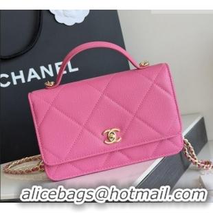 Top Grade Chanel Wallet On Chain with Top Handle Grained Shiny Calfskin AP4931 Rose 2026