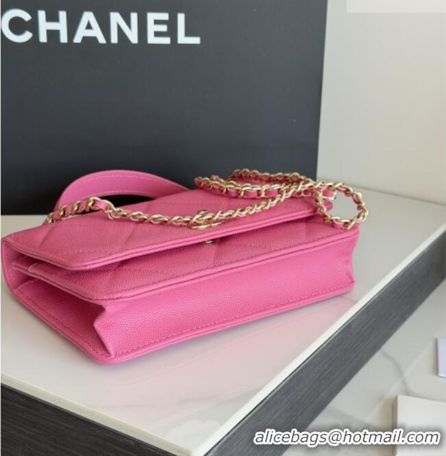 Top Grade Chanel Wallet On Chain with Top Handle Grained Shiny Calfskin AP4931 Rose 2026