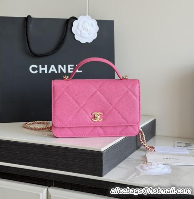 Top Grade Chanel Wallet On Chain with Top Handle Grained Shiny Calfskin AP4931 Rose 2026