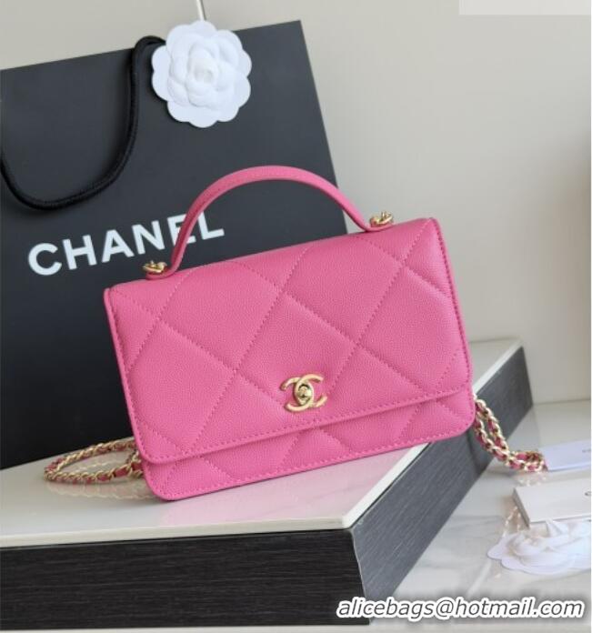 Top Grade Chanel Wallet On Chain with Top Handle Grained Shiny Calfskin AP4931 Rose 2026