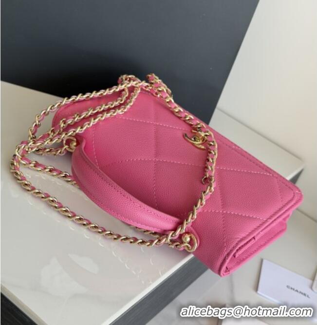 Top Grade Chanel Wallet On Chain with Top Handle Grained Shiny Calfskin AP4931 Rose 2026