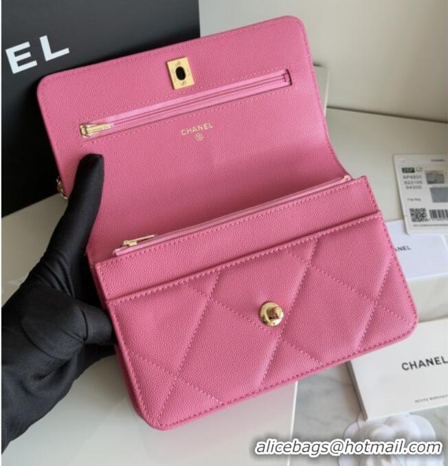 Top Grade Chanel Wallet On Chain with Top Handle Grained Shiny Calfskin AP4931 Rose 2026