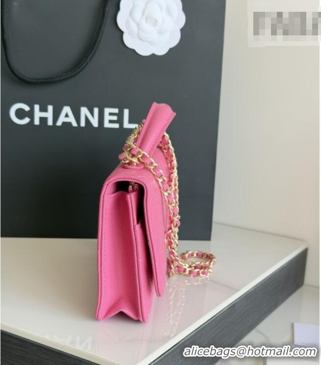 Top Grade Chanel Wallet On Chain with Top Handle Grained Shiny Calfskin AP4931 Rose 2026