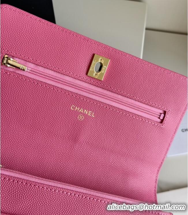 Top Grade Chanel Wallet On Chain with Top Handle Grained Shiny Calfskin AP4931 Rose 2026