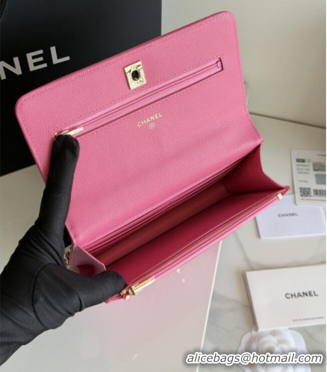 Top Grade Chanel Wallet On Chain with Top Handle Grained Shiny Calfskin AP4931 Rose 2026
