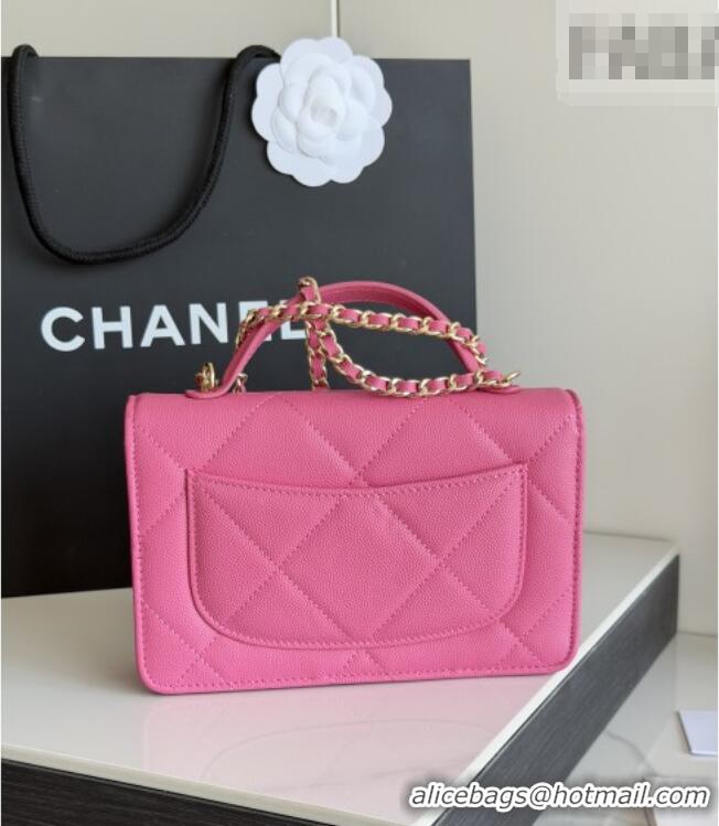 Top Grade Chanel Wallet On Chain with Top Handle Grained Shiny Calfskin AP4931 Rose 2026