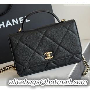 Luxury Cheap Chanel Wallet On Chain with Top Handle Grained Shiny Calfskin AP4931 Black 2026