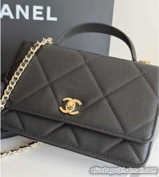 Luxury Cheap Chanel Wallet On Chain with Top Handle Grained Shiny Calfskin AP4931 Black 2026