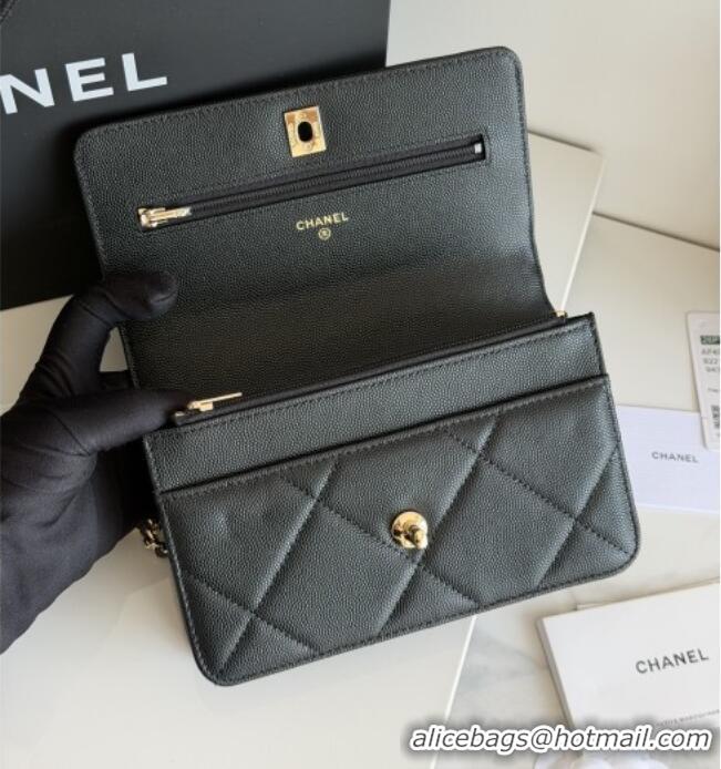 Luxury Cheap Chanel Wallet On Chain with Top Handle Grained Shiny Calfskin AP4931 Black 2026