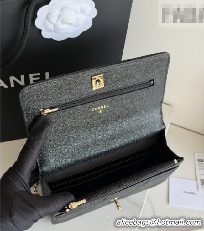Luxury Cheap Chanel Wallet On Chain with Top Handle Grained Shiny Calfskin AP4931 Black 2026