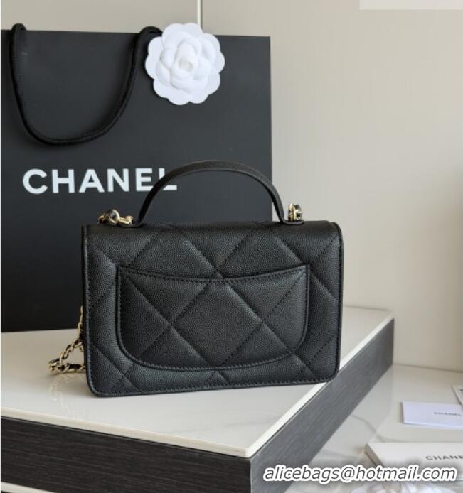 Luxury Cheap Chanel Wallet On Chain with Top Handle Grained Shiny Calfskin AP4931 Black 2026
