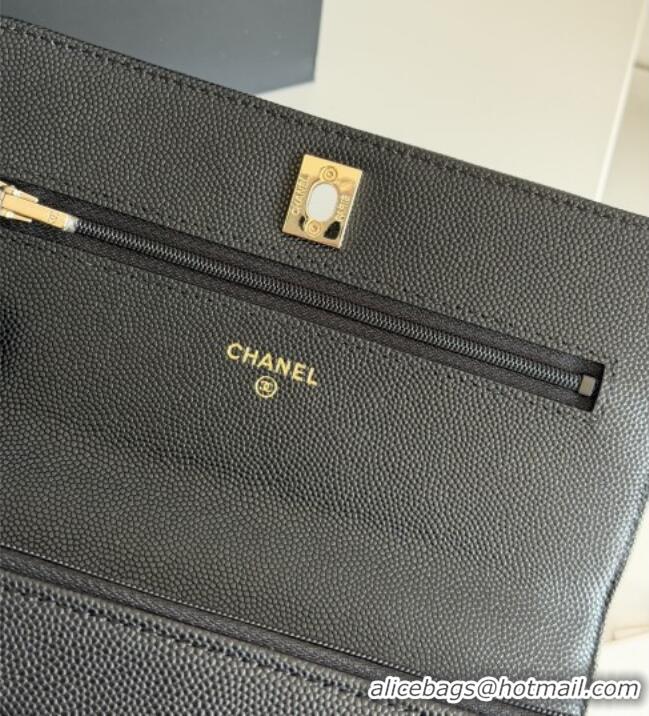 Luxury Cheap Chanel Wallet On Chain with Top Handle Grained Shiny Calfskin AP4931 Black 2026