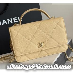 Inexpensive Chanel Wallet On Chain with Top Handle Grained Shiny Calfskin AP4931 Apricot 2026
