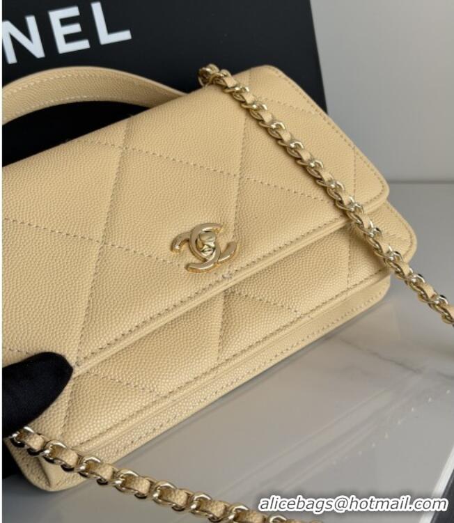 Inexpensive Chanel Wallet On Chain with Top Handle Grained Shiny Calfskin AP4931 Apricot 2026