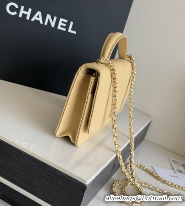 Inexpensive Chanel Wallet On Chain with Top Handle Grained Shiny Calfskin AP4931 Apricot 2026