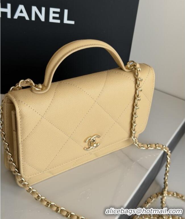 Inexpensive Chanel Wallet On Chain with Top Handle Grained Shiny Calfskin AP4931 Apricot 2026