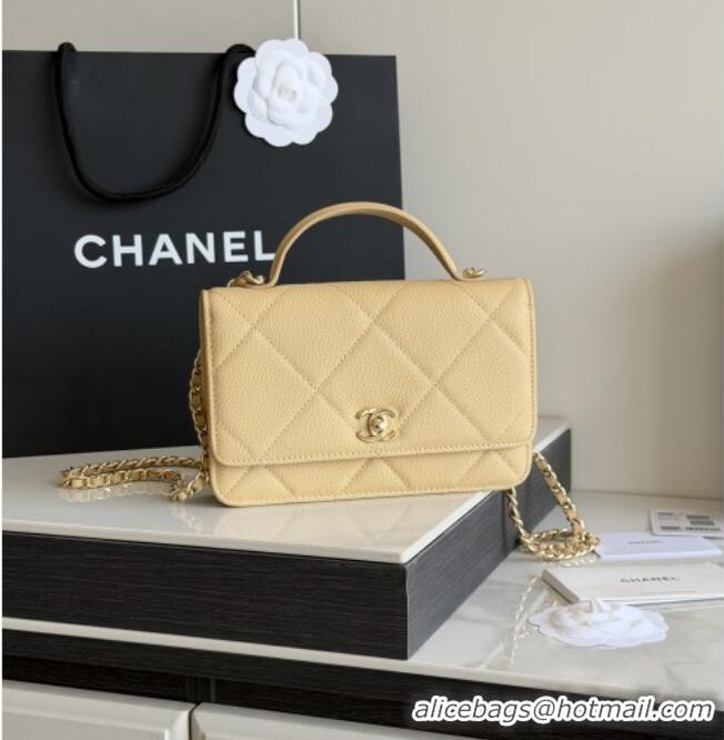 Inexpensive Chanel Wallet On Chain with Top Handle Grained Shiny Calfskin AP4931 Apricot 2026
