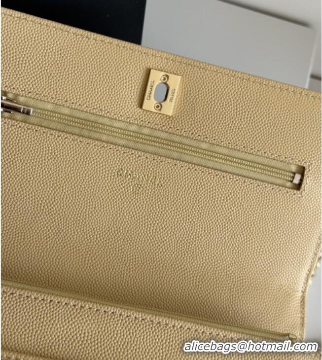 Inexpensive Chanel Wallet On Chain with Top Handle Grained Shiny Calfskin AP4931 Apricot 2026