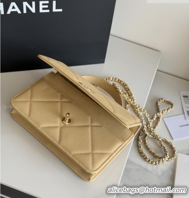 Inexpensive Chanel Wallet On Chain with Top Handle Grained Shiny Calfskin AP4931 Apricot 2026