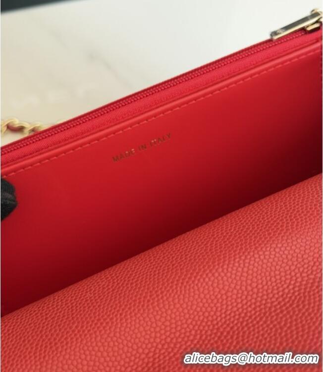 Top Design Chanel Wallet On Chain with Top Handle Grained Shiny Calfskin AP4931 Red 2026