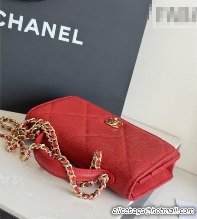 Top Design Chanel Wallet On Chain with Top Handle Grained Shiny Calfskin AP4931 Red 2026
