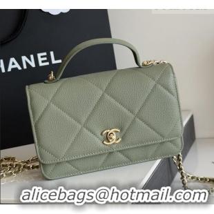 New Cheap Chanel Wallet On Chain with Top Handle Grained Shiny Calfskin AP4931 Green 2026