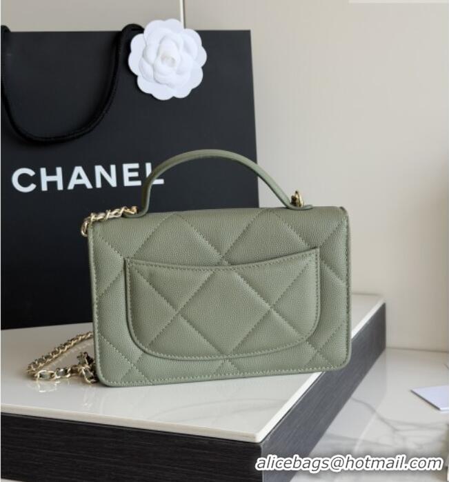 New Cheap Chanel Wallet On Chain with Top Handle Grained Shiny Calfskin AP4931 Green 2026