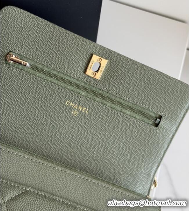 New Cheap Chanel Wallet On Chain with Top Handle Grained Shiny Calfskin AP4931 Green 2026