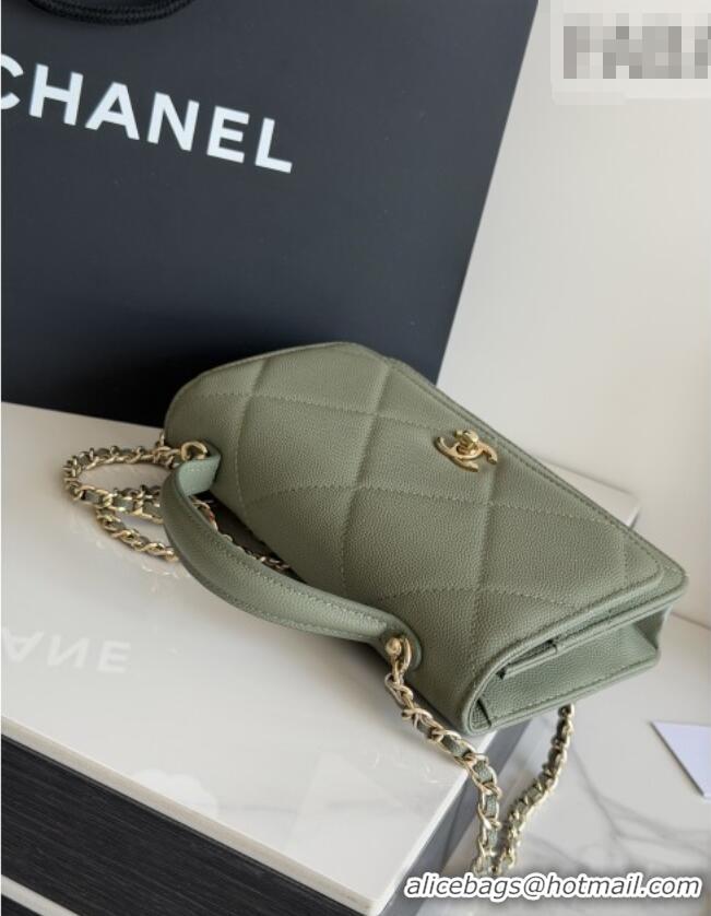 New Cheap Chanel Wallet On Chain with Top Handle Grained Shiny Calfskin AP4931 Green 2026