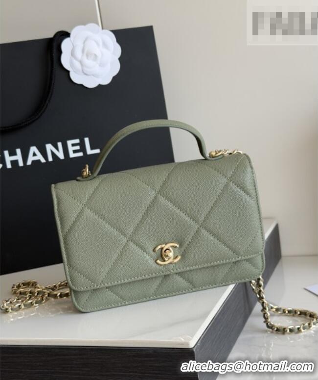 New Cheap Chanel Wallet On Chain with Top Handle Grained Shiny Calfskin AP4931 Green 2026