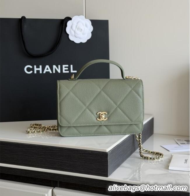 New Cheap Chanel Wallet On Chain with Top Handle Grained Shiny Calfskin AP4931 Green 2026