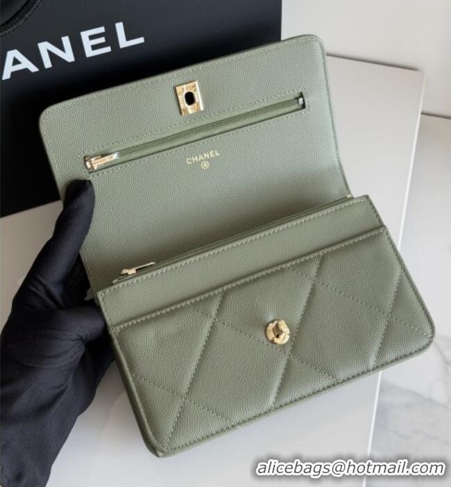 New Cheap Chanel Wallet On Chain with Top Handle Grained Shiny Calfskin AP4931 Green 2026