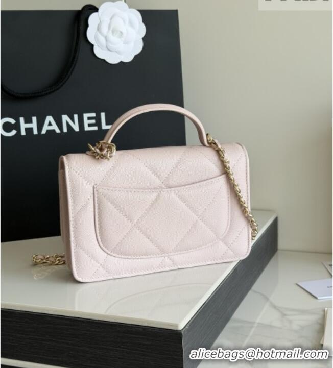 Well Crafted Chanel Wallet On Chain with Top Handle Grained Shiny Calfskin AP4931 Light Pink 2026