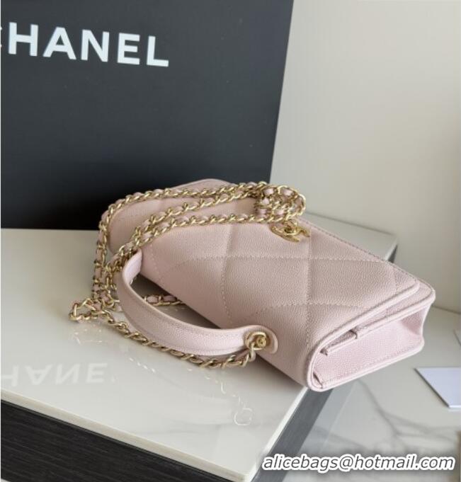 Well Crafted Chanel Wallet On Chain with Top Handle Grained Shiny Calfskin AP4931 Light Pink 2026