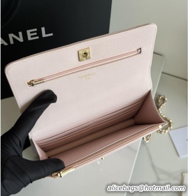 Well Crafted Chanel Wallet On Chain with Top Handle Grained Shiny Calfskin AP4931 Light Pink 2026