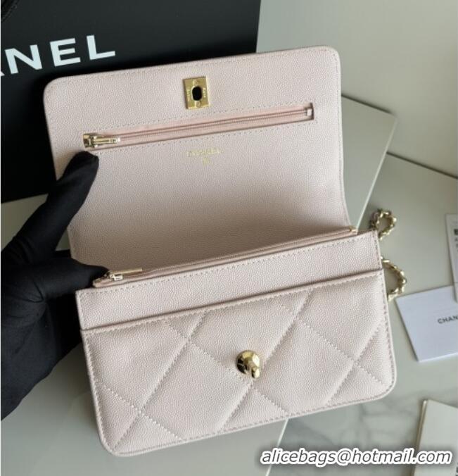 Well Crafted Chanel Wallet On Chain with Top Handle Grained Shiny Calfskin AP4931 Light Pink 2026