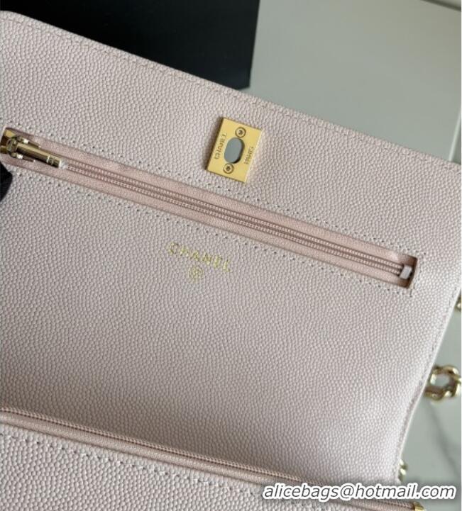 Well Crafted Chanel Wallet On Chain with Top Handle Grained Shiny Calfskin AP4931 Light Pink 2026