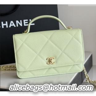 Good Looking Chanel Wallet On Chain with Top Handle Grained Shiny Calfskin AP4931 Light Green 2026