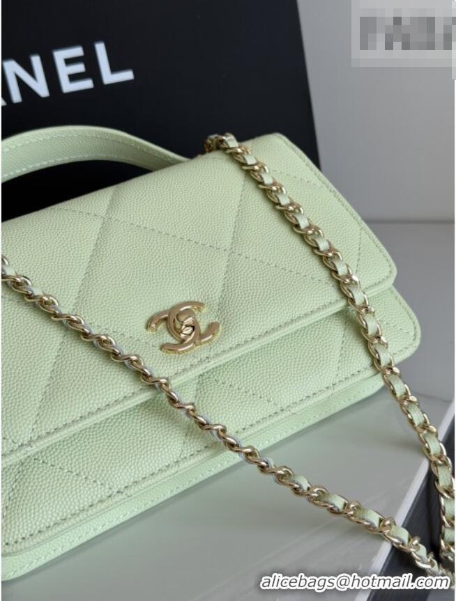 Good Looking Chanel Wallet On Chain with Top Handle Grained Shiny Calfskin AP4931 Light Green 2026