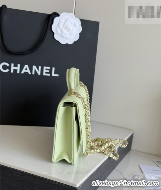 Good Looking Chanel Wallet On Chain with Top Handle Grained Shiny Calfskin AP4931 Light Green 2026