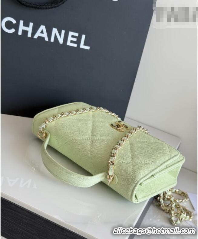 Good Looking Chanel Wallet On Chain with Top Handle Grained Shiny Calfskin AP4931 Light Green 2026