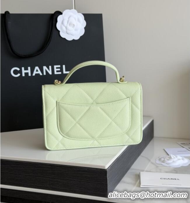 Good Looking Chanel Wallet On Chain with Top Handle Grained Shiny Calfskin AP4931 Light Green 2026